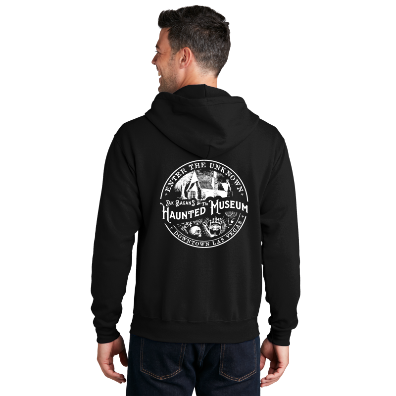 HM Black/White Zipper Hoodie – The Haunted Museum