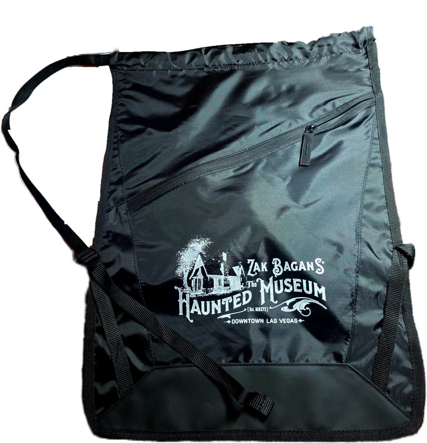 Zippered drawstring bag